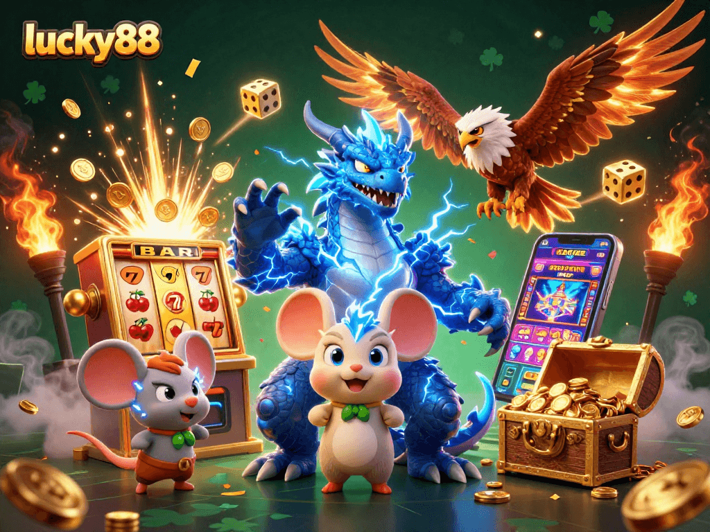 Experience the excitement of winning at lucky88 with thrilling characters and game symbols!