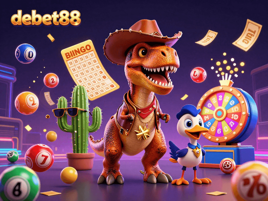 Engage with debet88 in this vibrant and exciting lottery-themed casino illustration.
