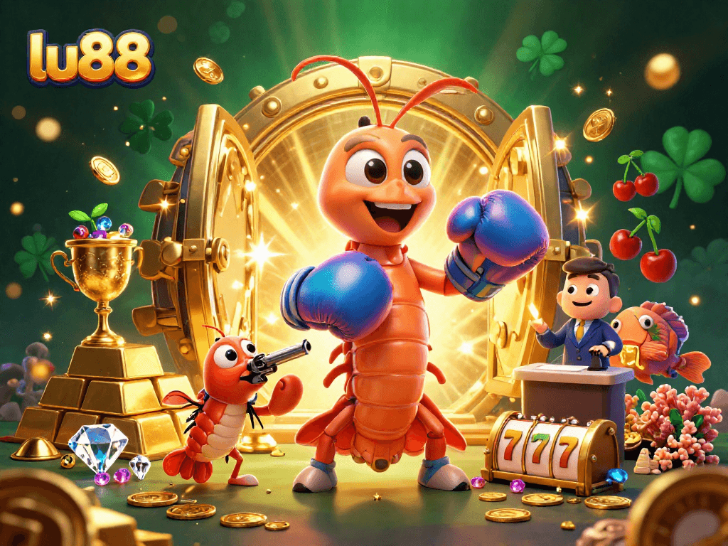 Engage in winning slots action at lu88 with vibrant 3D characters and sparkling casino treasures.