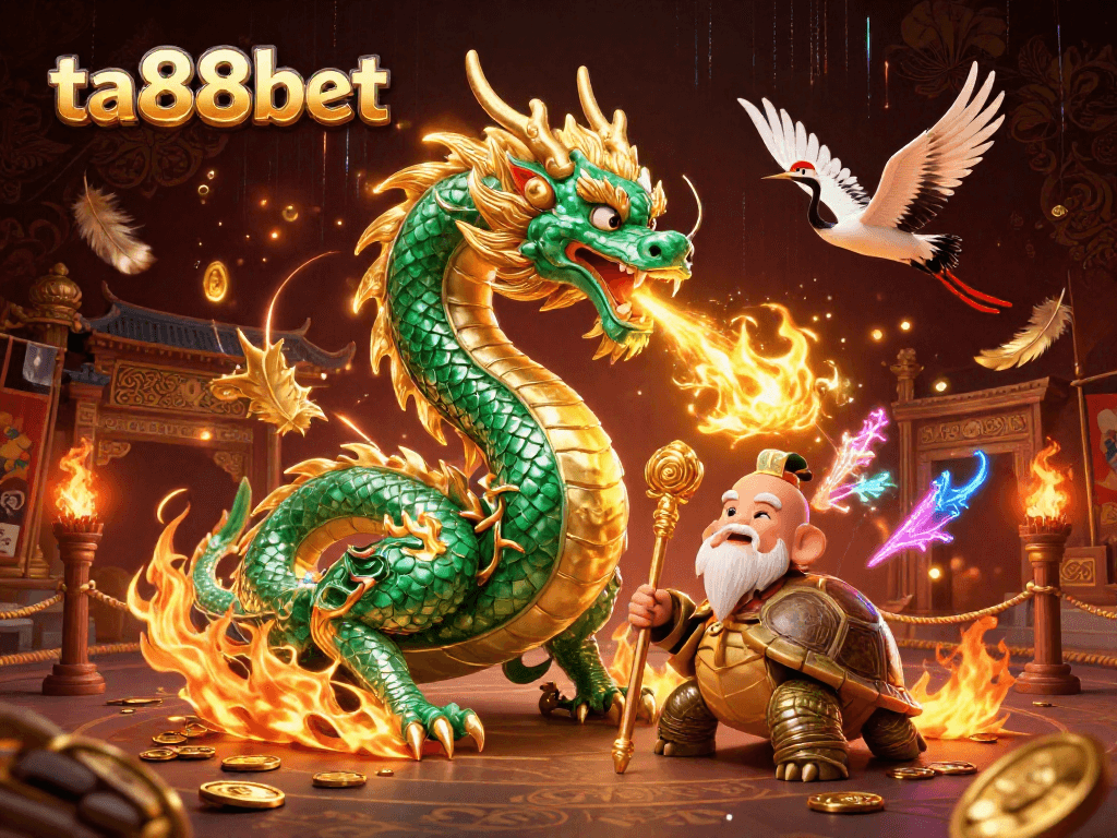Engage in thrilling gameplay with ta88bet as the emerald dragon fuels action in a dynamic casino scene.