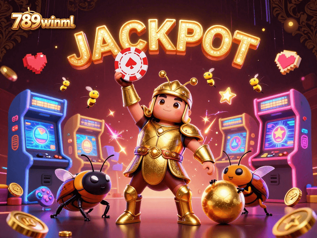 Play and win big with 789winml in this lively casino scene showcasing vibrant gaming elements.