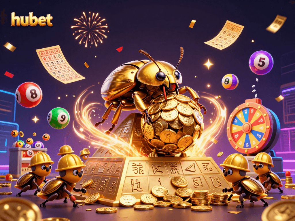 Place bets and enjoy hubet's thrilling lottery excitement with colorful bouncing balls and dynamic game elements.