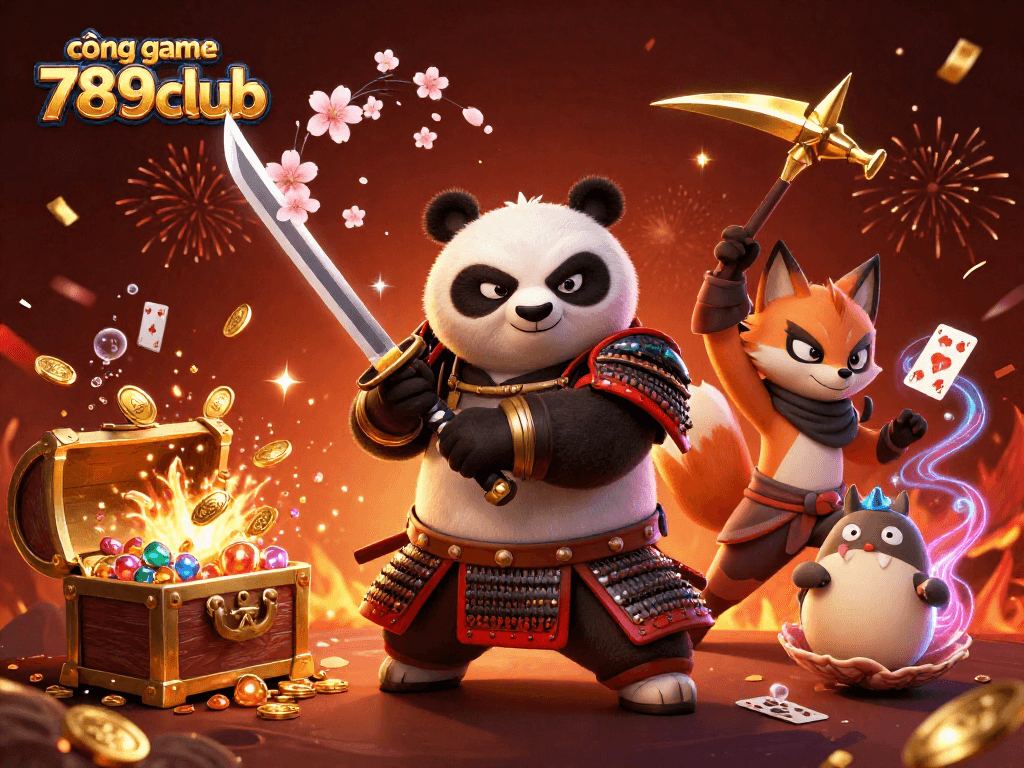 Engage in thrilling gameplay at cổng game 789club with a vibrant 3D illustration showcasing a dynamic casino scene.