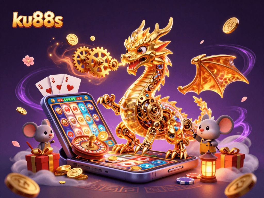 ku88s offers thrilling gaming experiences like slots and roulette featuring dynamic characters.