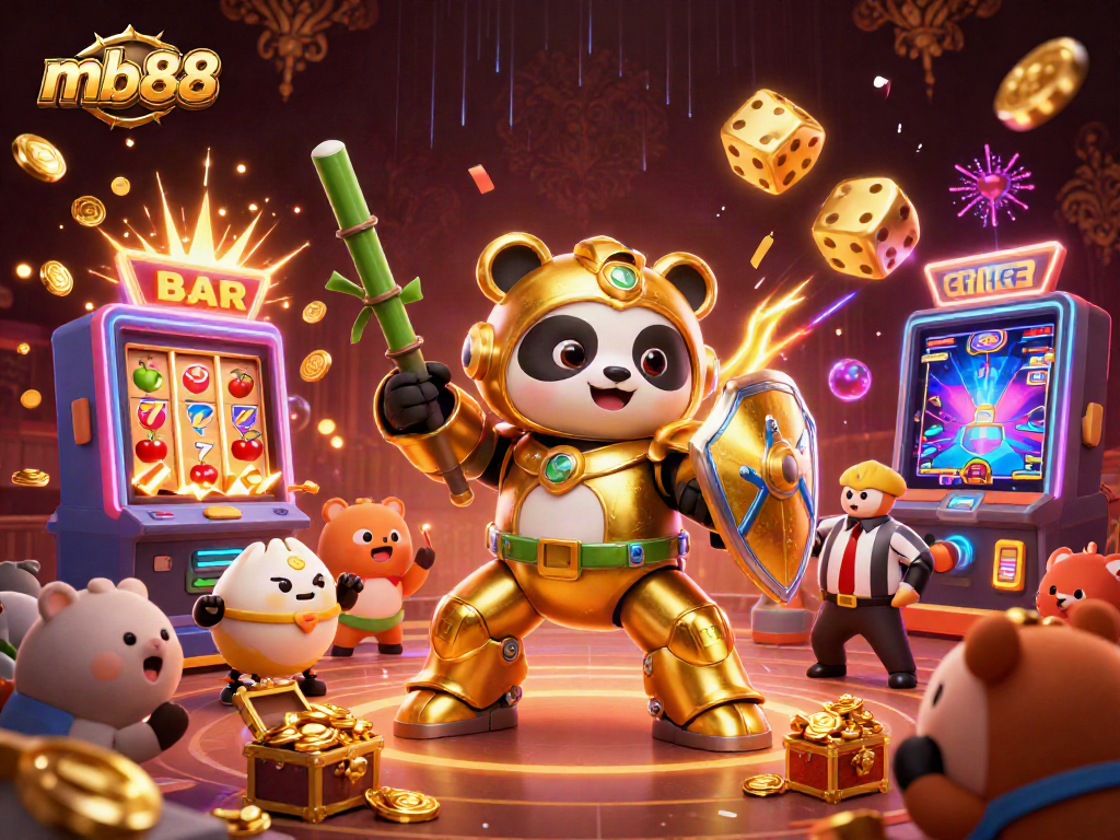 Experience thrilling jackpot excitement with mb88 at this vibrant, dynamic 3D casino scene.