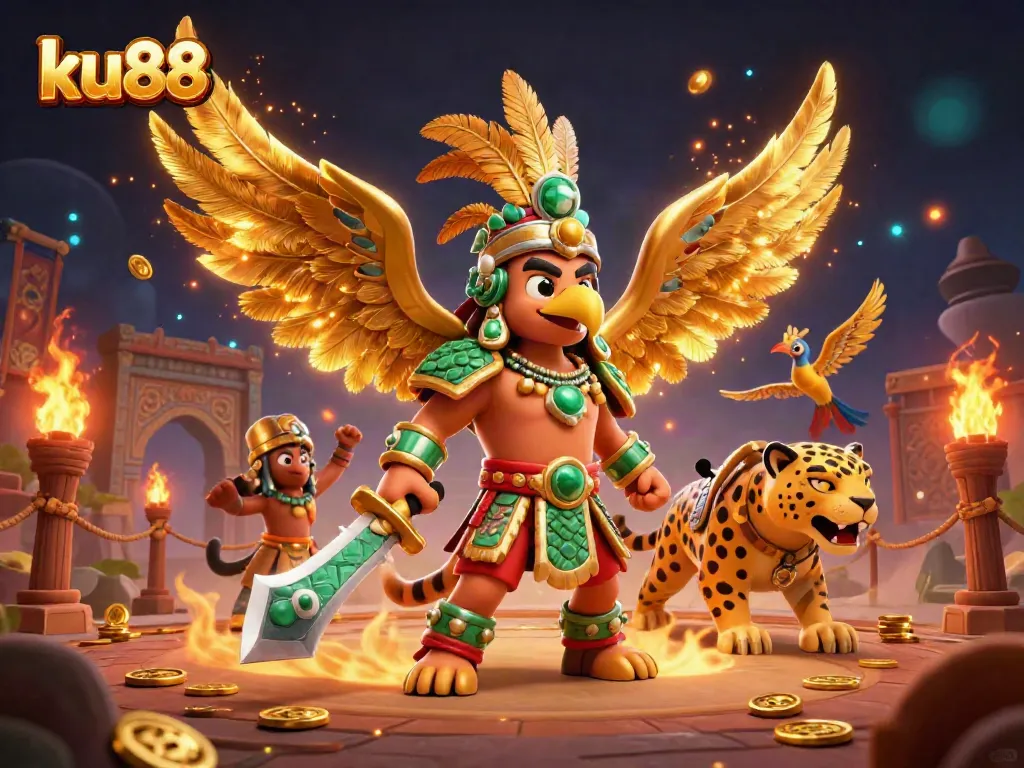Experience thrilling action at ku88 with dynamic warrior characters and vibrant casino elements.