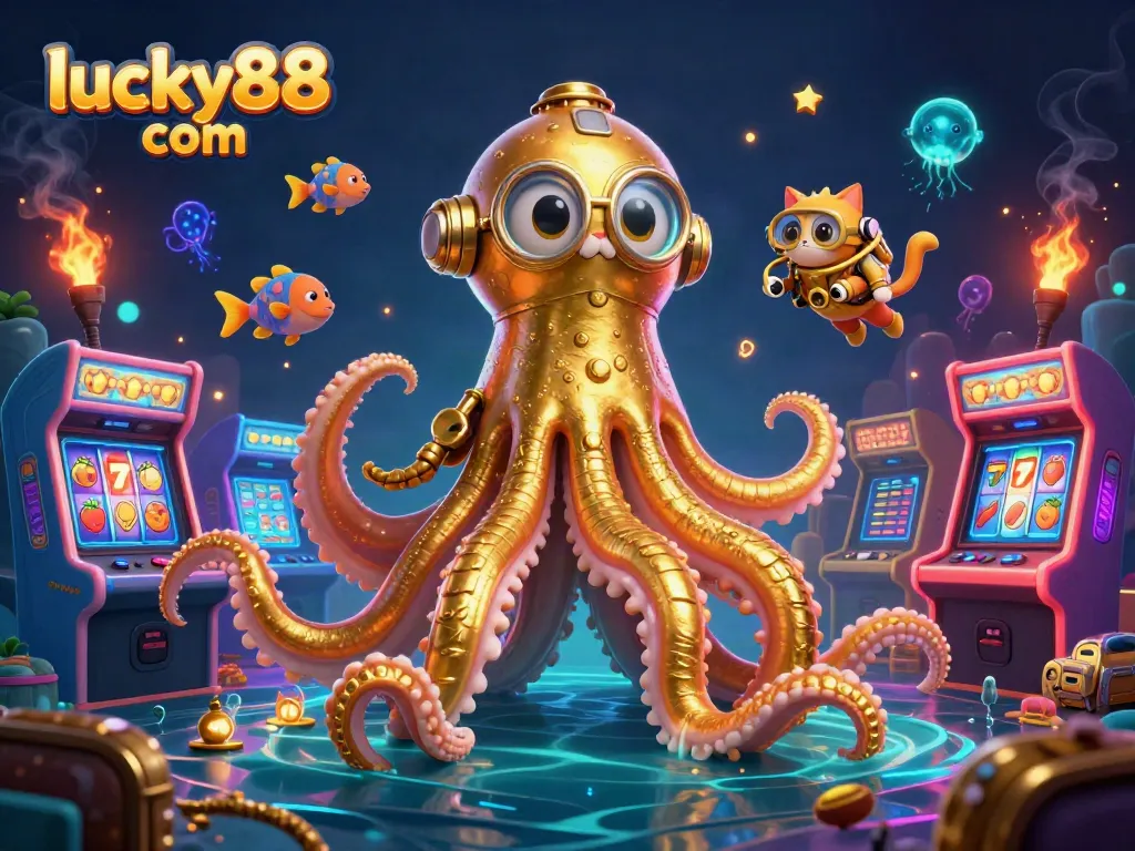 Win big on lucky88 com with a thrilling 3D casino adventure featuring a kraken and diving cat!