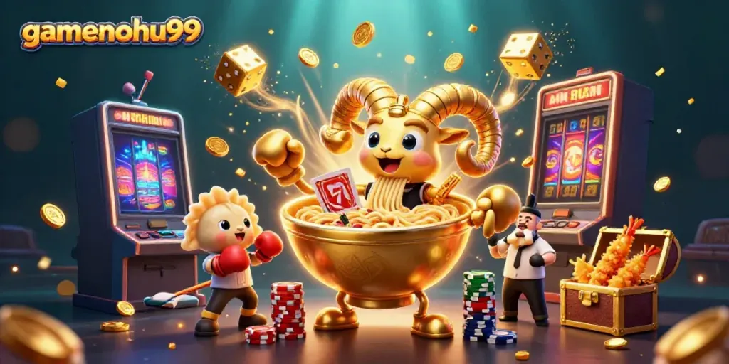 Experience exciting casino action with gamenohu99, featuring vibrant animated characters and a jackpot explosion.