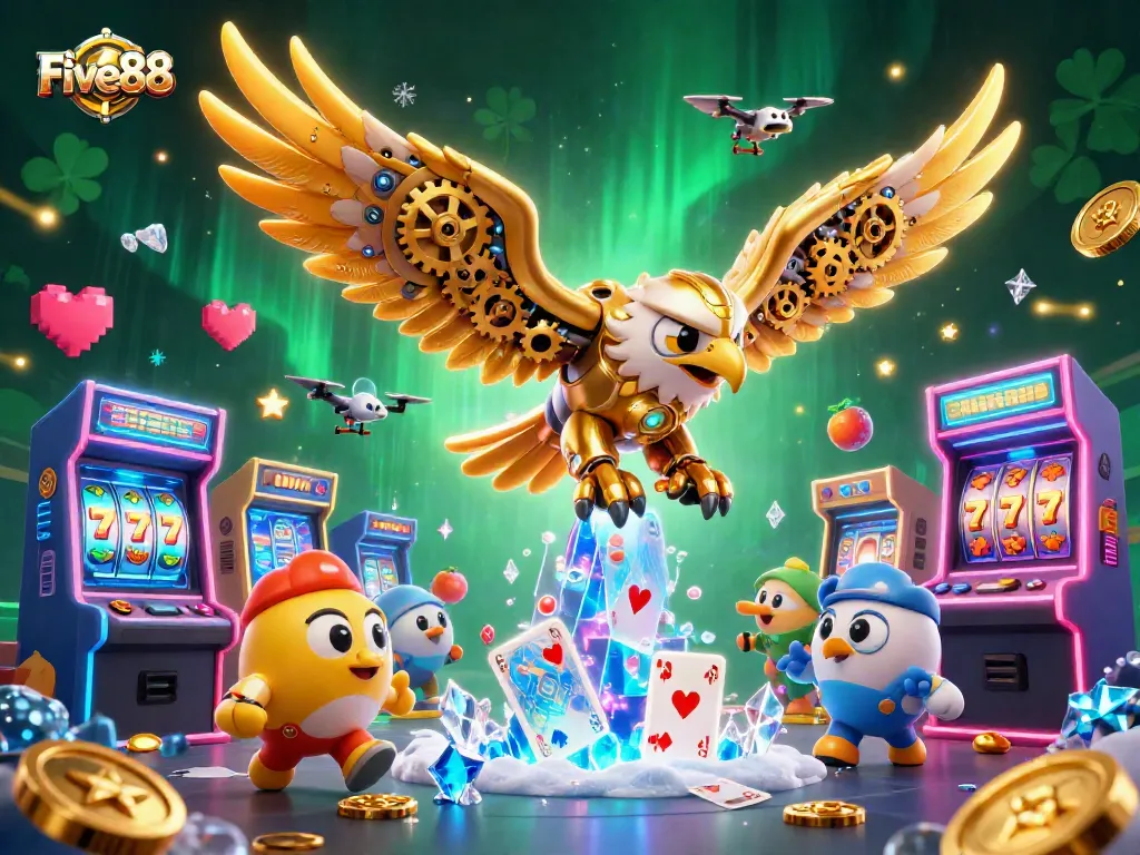 Win big at Five88 with an ultra-detailed illustration of immersive casino gaming experiences.