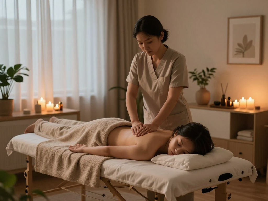 Professional 출장마사지 service delivering relaxation in a cozy home setting.