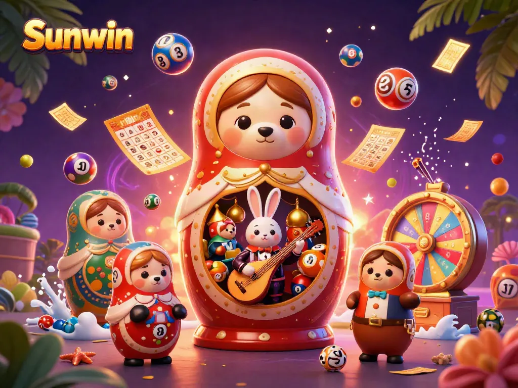 Sunwin showcases a vibrant casino scene with animated characters and dynamic game elements.
