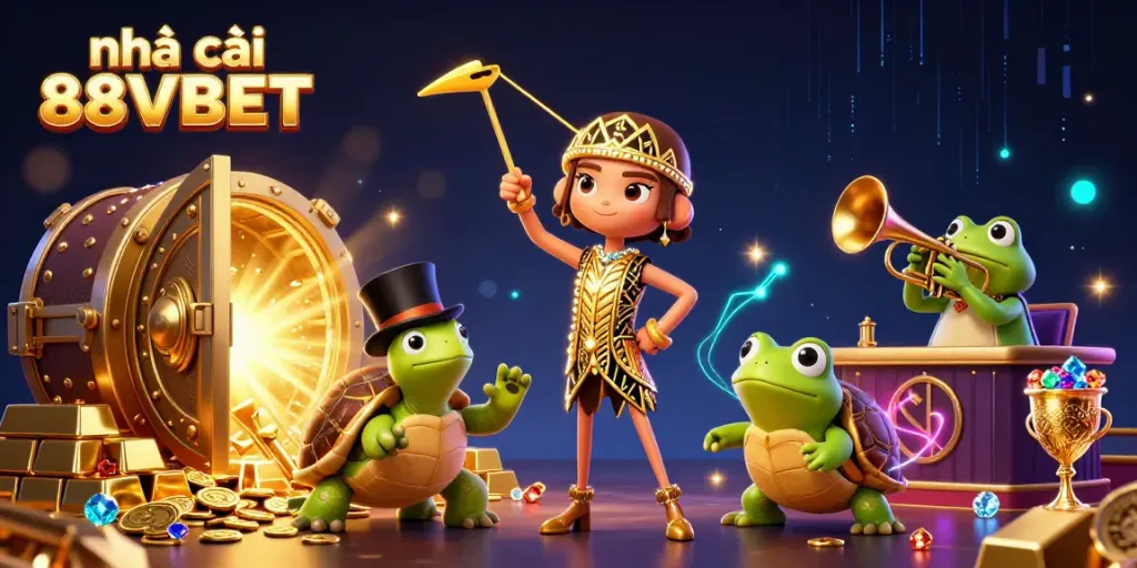 Join the thrilling adventure of Nhà cái 88VBET with vibrant, rich 3D casino illustration showcasing gaming excitement.