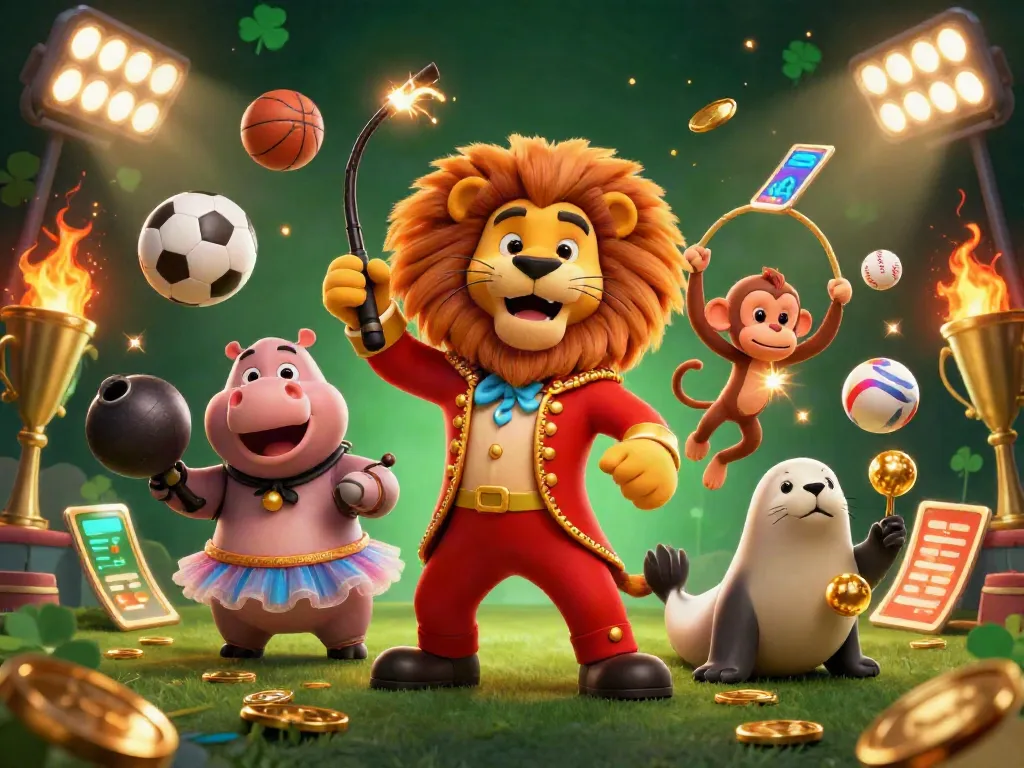 Engage with unique W88 casino entertainment through a vibrant circus scene showcasing dynamic gambling elements.