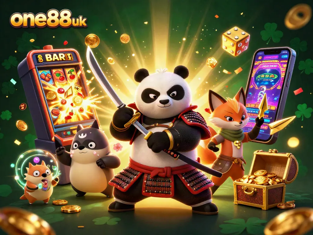 Play and win exciting games with one88uk at a vibrant casino featuring engaging characters and lucky symbols.