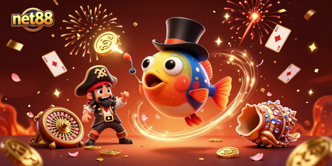 Experience thrilling gameplay with net88's dazzling illustrated scene of casino adventures.