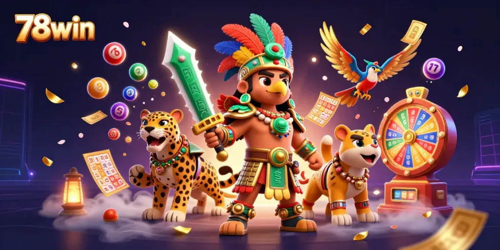 Join the excitement of 78win with vibrant lottery balls and a dynamic casino atmosphere.