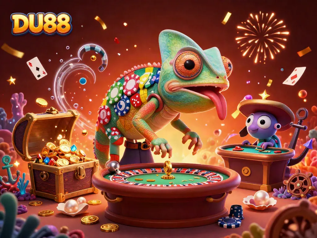Experience thrilling gameplay at DU88 with the vibrant 3D casino scene filled with games and opportunities.
