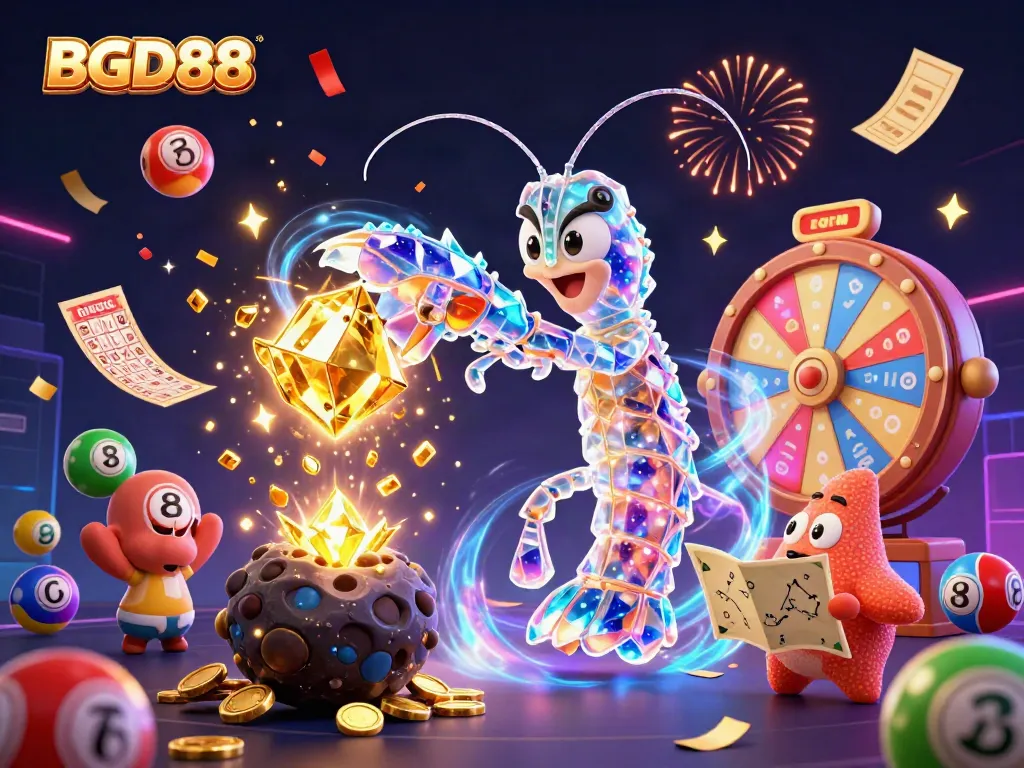 Experience thrilling gameplay with BGD88's vibrant gaming action featuring a galactic mantis shrimp.