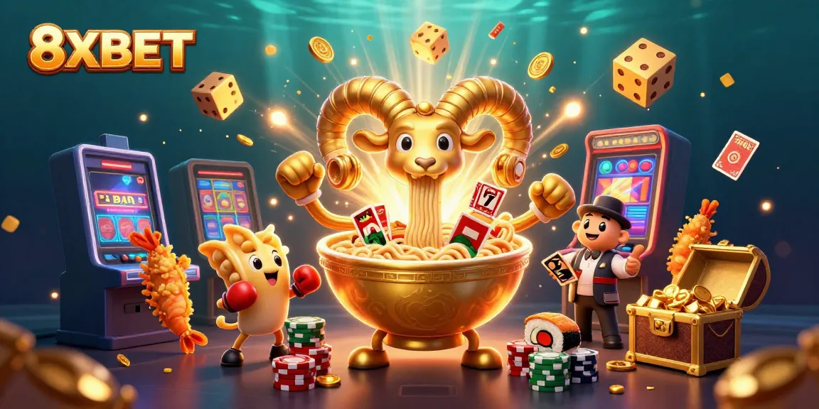 Experience the vibrant world of 8XBET with a dynamic casino-themed 3D illustration