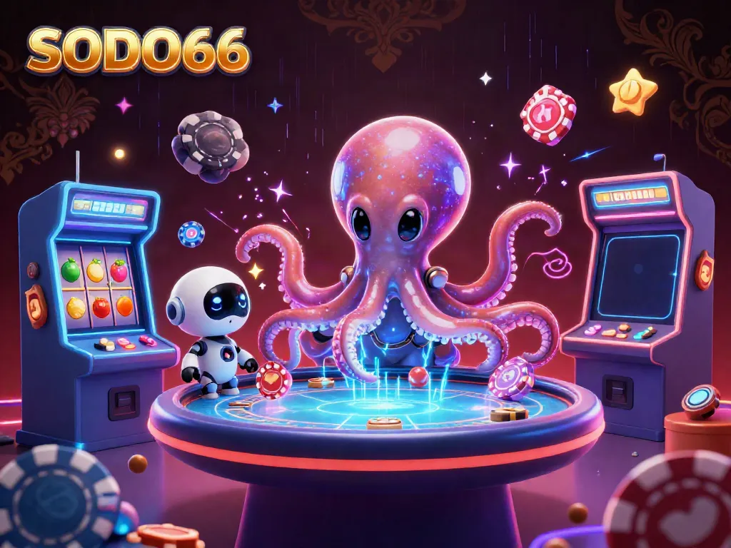 Engage in thrilling gameplay at SODO66 with alien-themed poker action amidst vibrant 3D casino visuals.