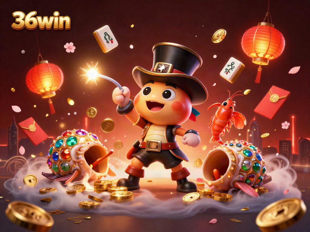 Experience excitement at 36win with a vibrant 3D scene of an anglerfish, pirate shrimp, and gem snail hunting for golden coins.