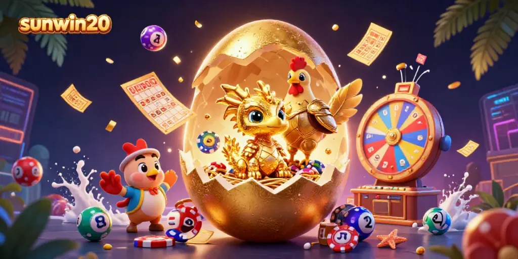 Experience the excitement of sunwin20 with golden dragon surprises, vibrant lottery elements, and casino rewards.