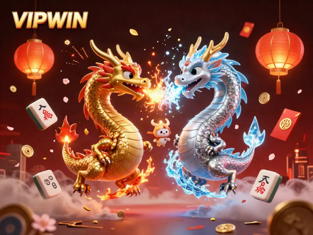 Experience the thrilling world of VIPWIN, featuring dragons and vibrant casino elements.