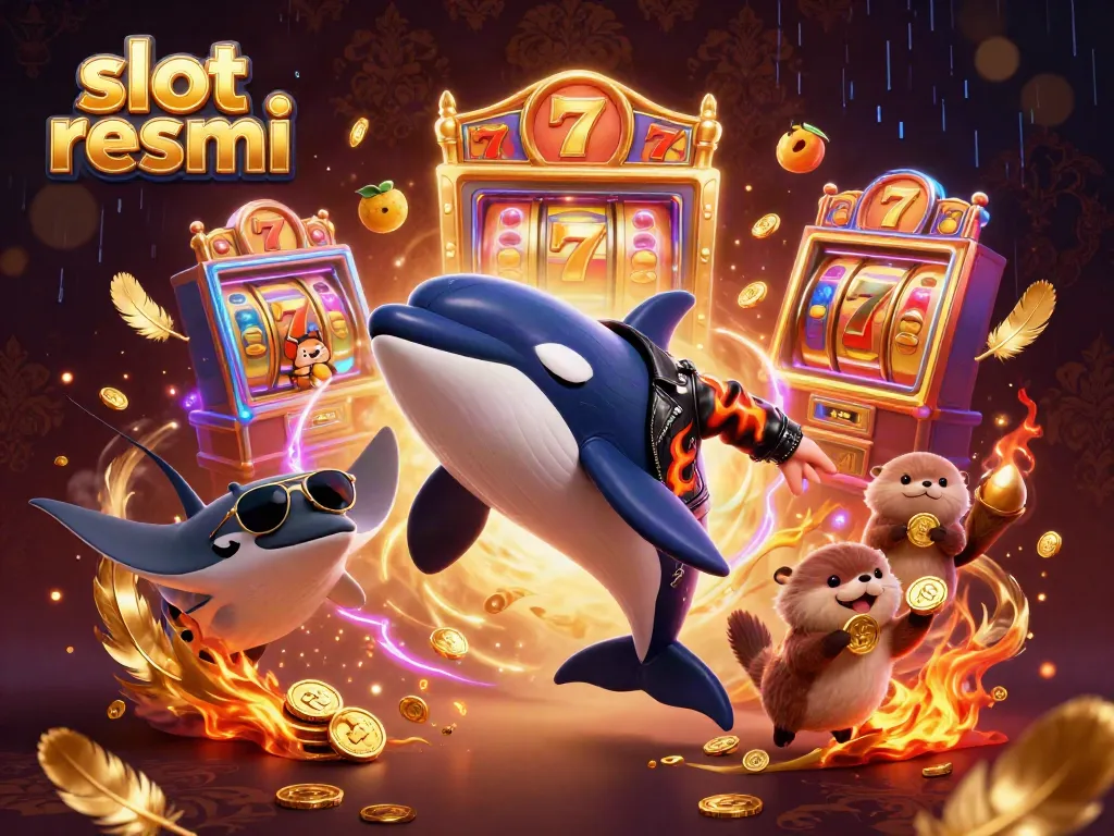Experience vibrant action with slot resmi, featuring a biker orca and gold-hoarding sea otters in a dynamic casino scene.
