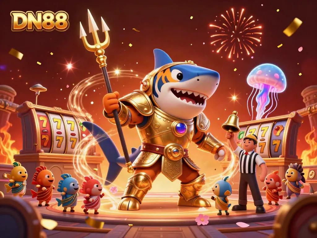 Experience thrilling gameplay at DN88 with vibrant visuals of a tiger shark in an action-packed underwater casino.