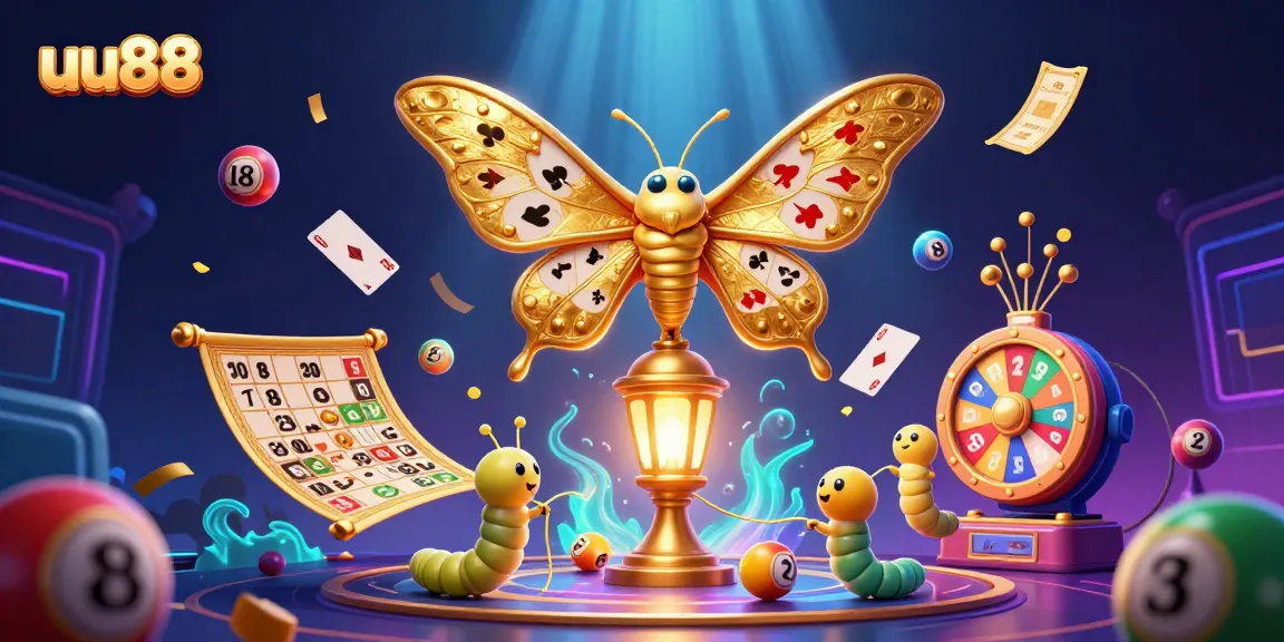 Experience exhilarating gaming with uu88, featuring a vibrant 3D scene of lottery and casino elements.