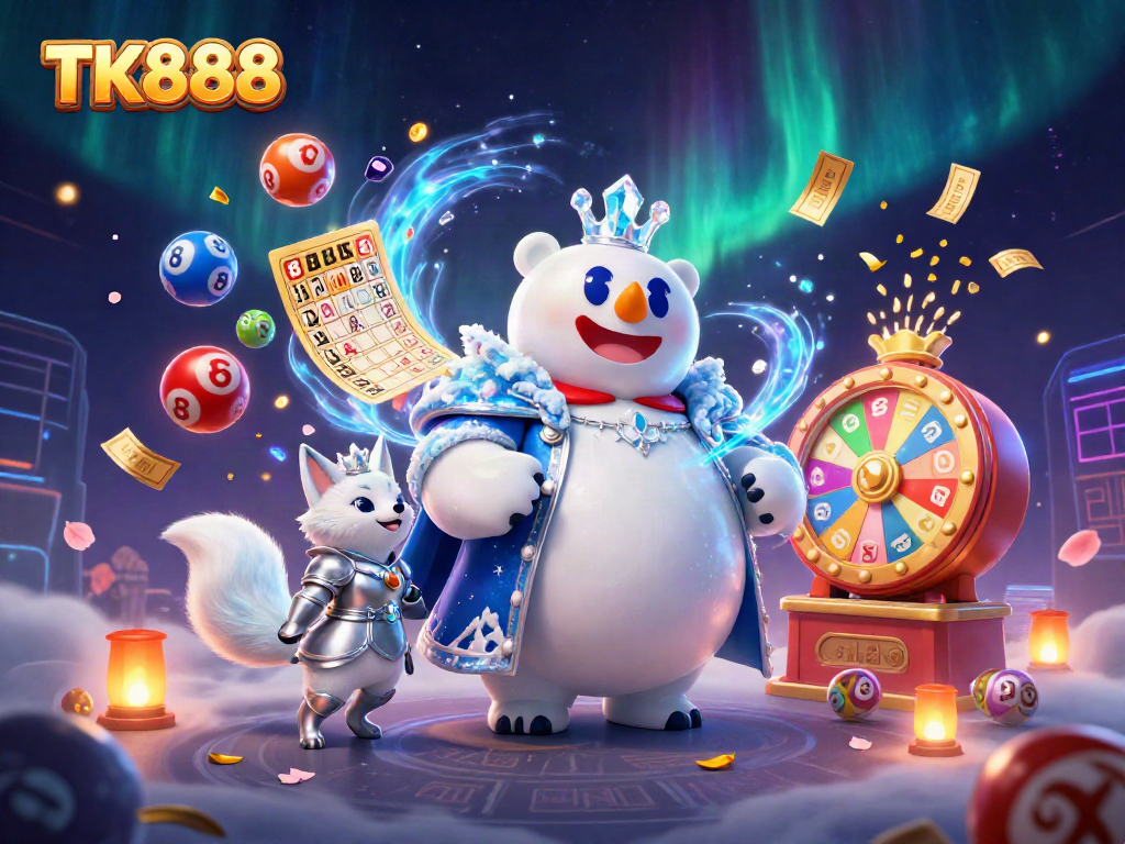 Experience thrilling games with TK888, where a polar bear king and fox companion bring excitement through vibrant lottery elements.