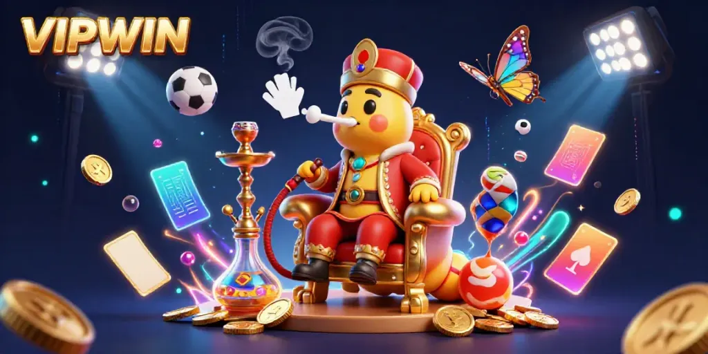 Engage in thrilling casino excitement with VIPWIN featuring dynamic sports elements and colorful characters.