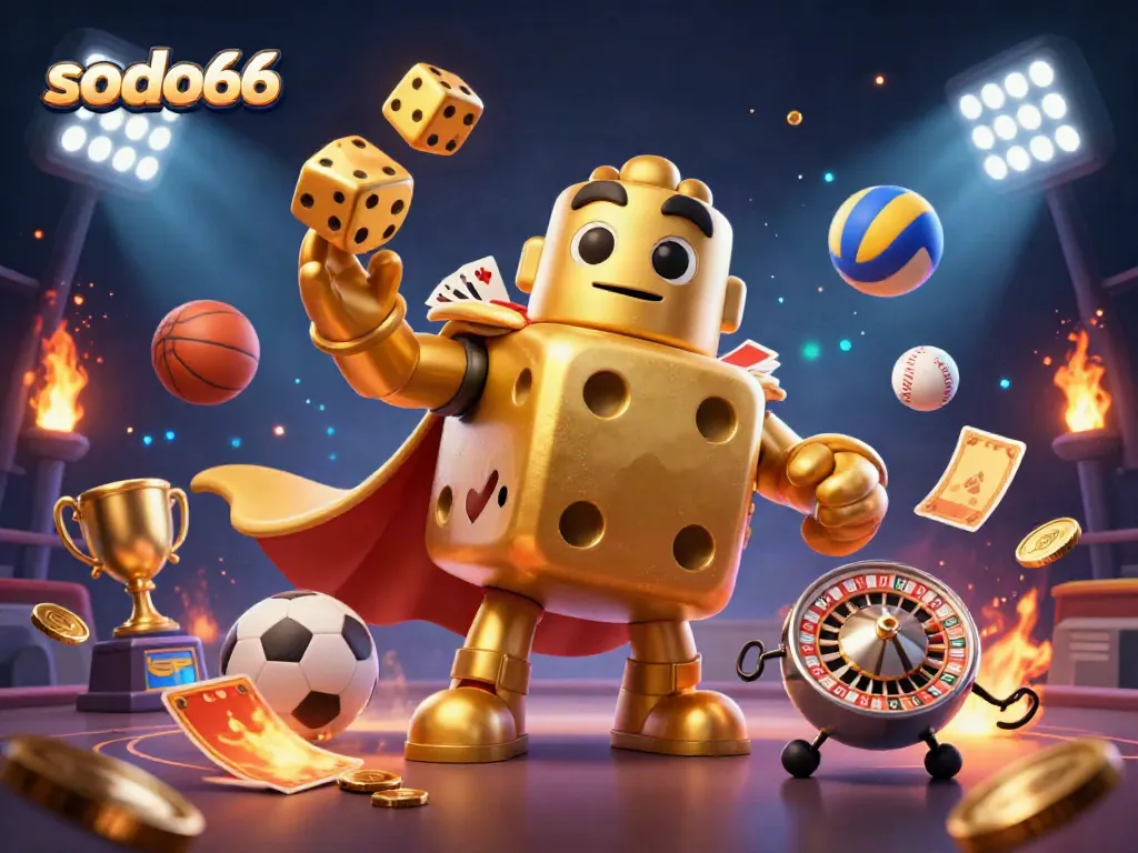 Experience thrilling gameplay at sodo66 with a vibrant 3D casino scene filled with dynamic characters and elements.
