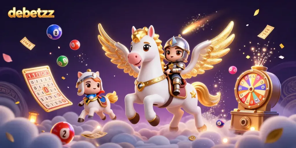 Engage in thrilling gameplay with debetzz's vibrant 3D celestial and lottery-themed illustration.