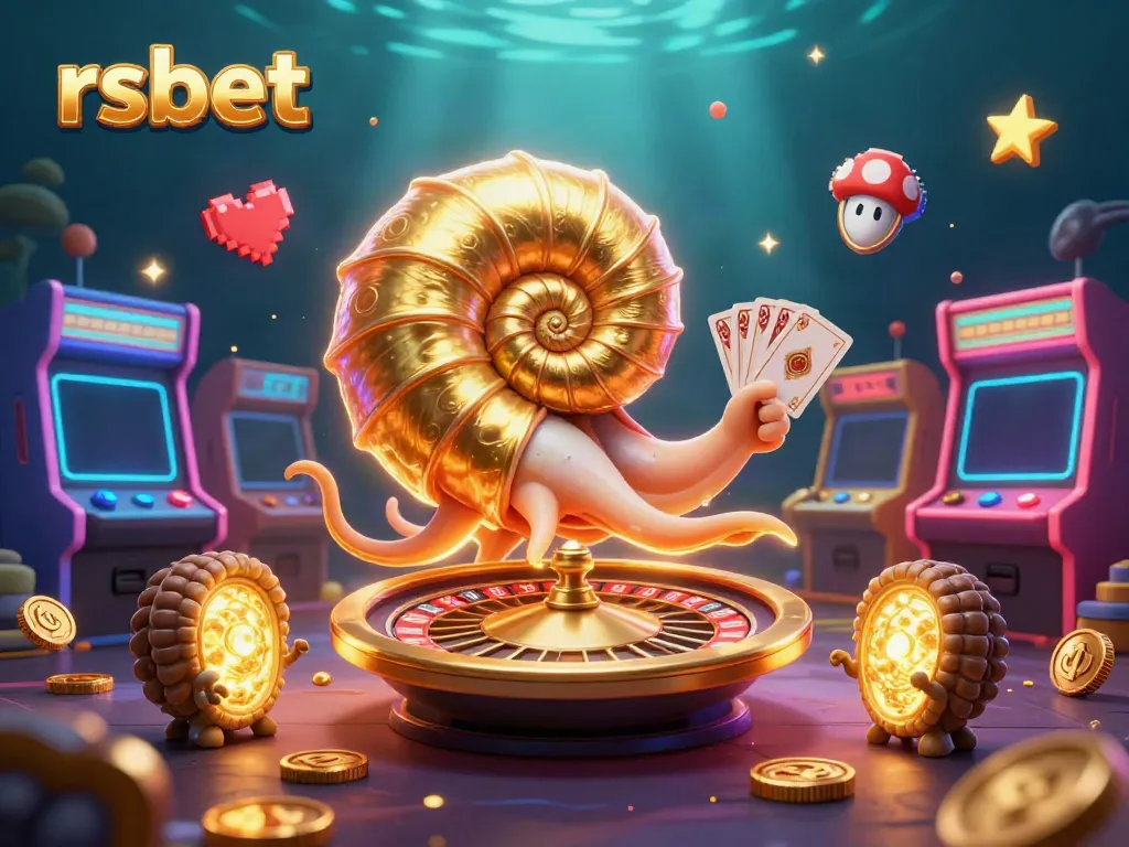 Engage with the vibrant world of rsbet, where a giant nautilus roulette wheel spins amid animated arcades, enticing players to win.