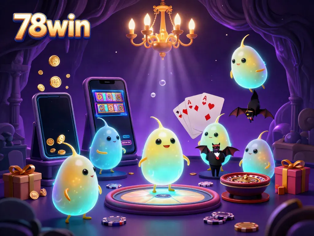 Experience thrilling moments at 78win's captivating casino with vibrant glowworms lighting the scene.