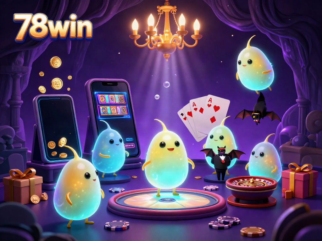 Experience thrilling moments at 78win's captivating casino with vibrant glowworms lighting the scene.
