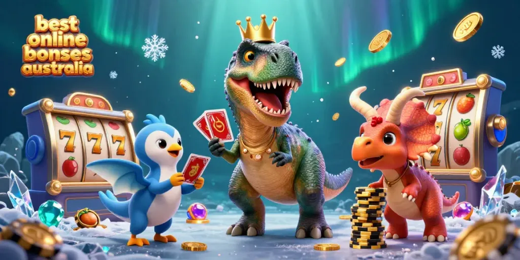 Win big with the best online casino bonuses australia in a vibrant 3D slot theme illustration.