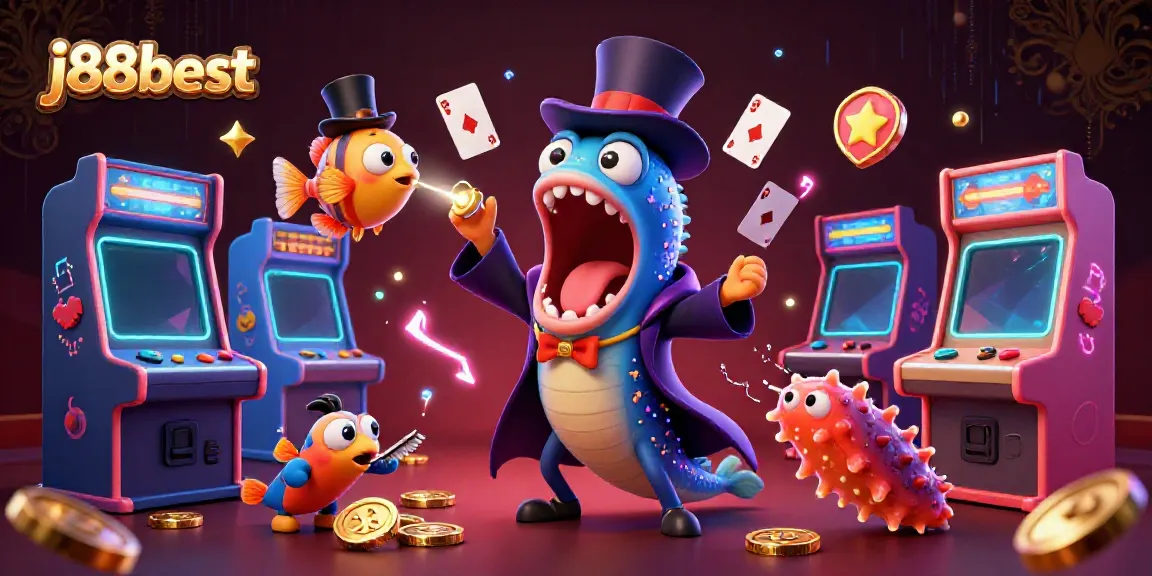 Engage with thrilling gameplay at j88best with vibrant 3D casino-themed illustration.