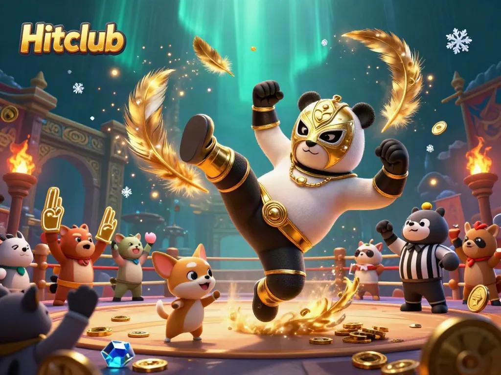 Experience the excitement of Hitclub with vibrant animals celebrating in a colorful casino scene.