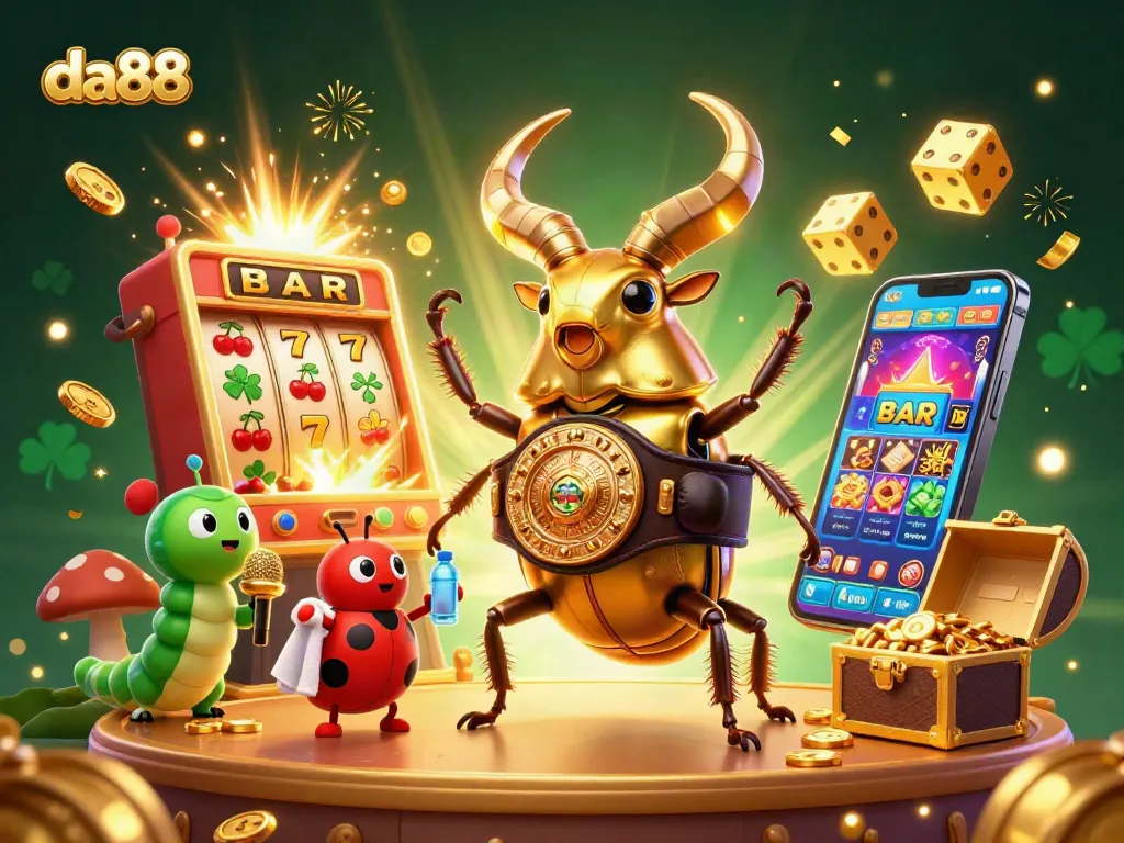 Experience thrilling wins and jackpots with da88 in this vibrant casino illustration.