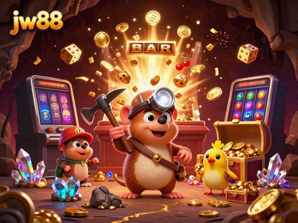 Experience thrilling jackpots with jw88's vibrant 3D treasure hunt scene packed with excitement and rewards.
