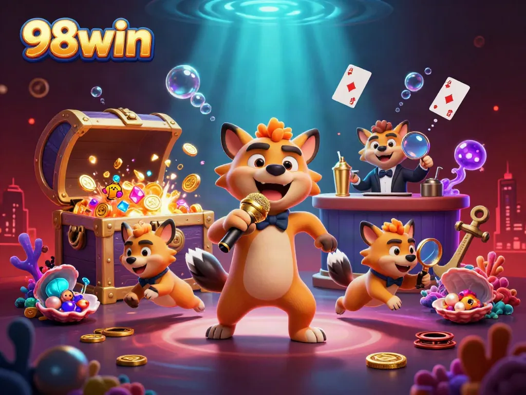 Experience the thrilling vibe of 98win's comedy casino with vibrant games and dynamic characters.
