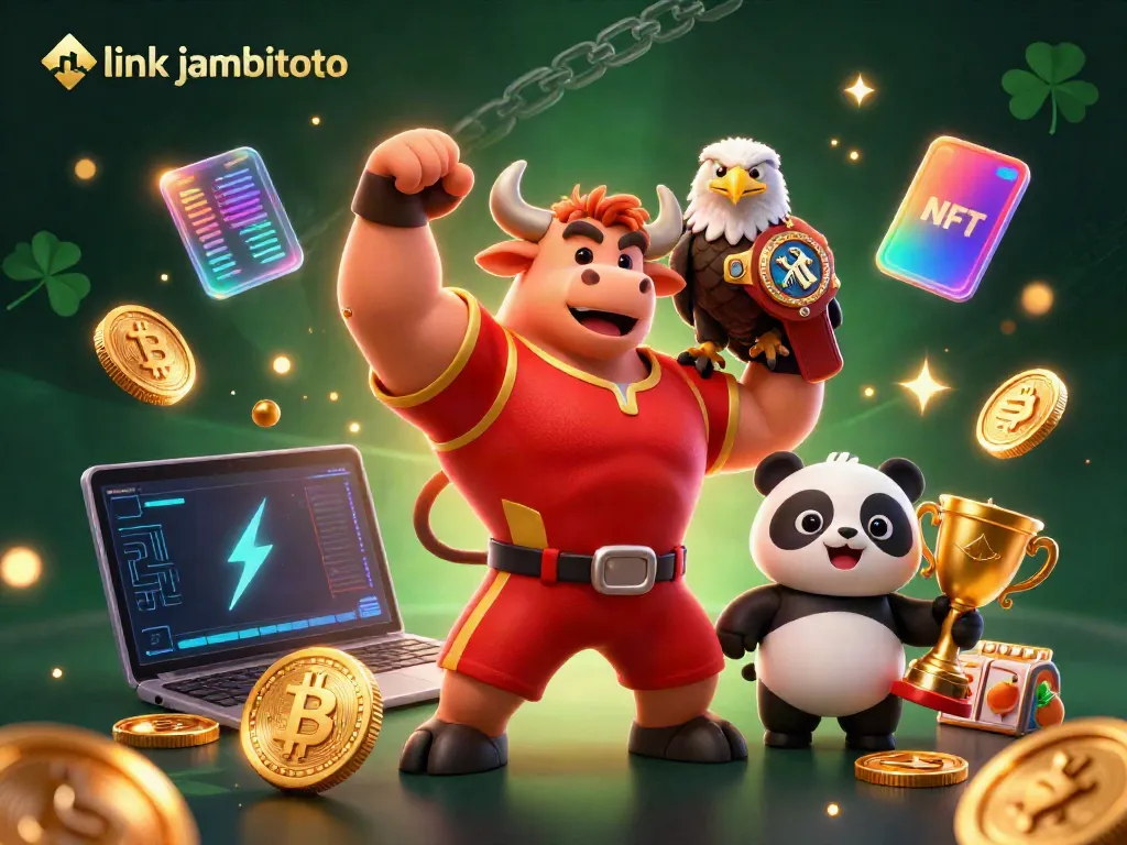 Experience excitement with link jambitoto as our bull mascot celebrates wins amidst thrilling gaming elements.