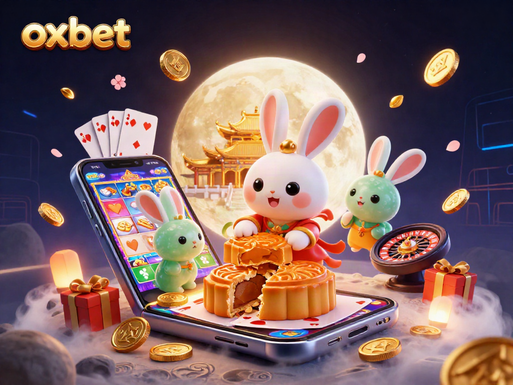 Engage with oxbet as the moon rabbit reveals poker chips inside golden mooncakes.